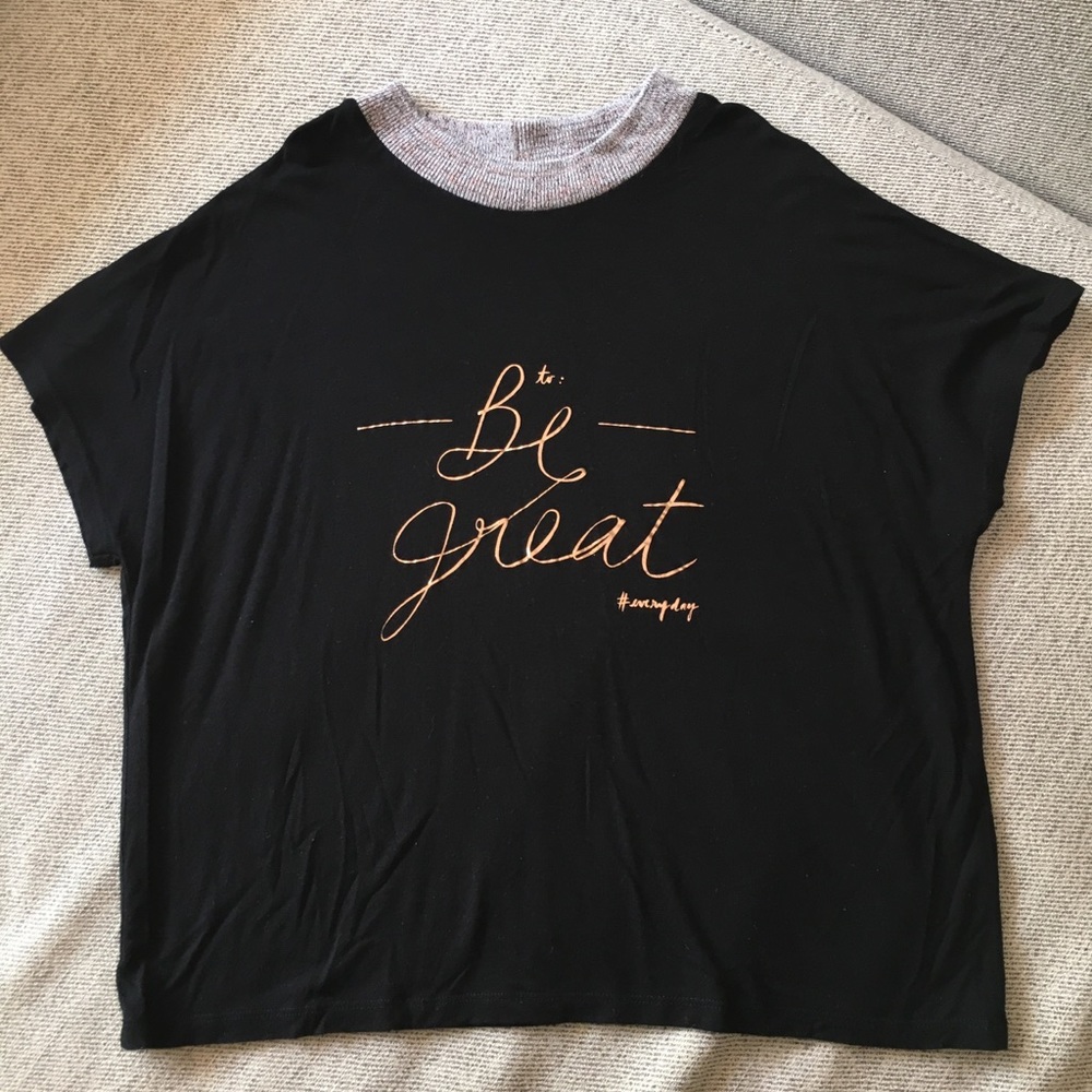 Zara dolman sleeve & mock neck “to: be great” top